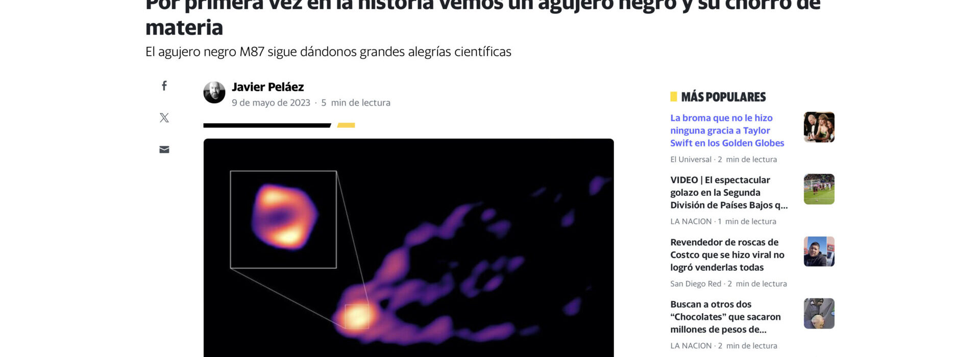 Por primera vez en la historia vemos un agujero negro y su chorro de materia